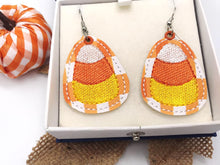 Load image into Gallery viewer, Candy Corn earrings machine embroidery design DIGITAL DOWNLOAD