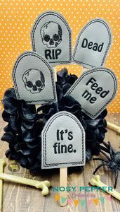 Tombstone Plant Marker Set of 5 designs (multi file included) machine embroidery design DIGITAL DOWNLOAD