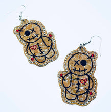 Load image into Gallery viewer, Voodoo Doll ITH Earrings machine embroidery design DIGITAL DOWNLOAD