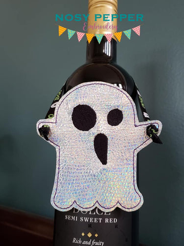 Ghost Wine tag machine embroidery design DIGITAL DOWNLOAD