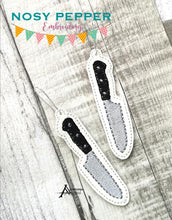 Load image into Gallery viewer, Knife ITH Earrings machine embroidery design DIGITAL DOWNLOAD