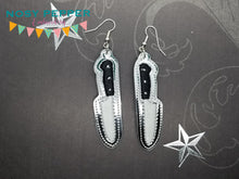 Load image into Gallery viewer, Knife ITH Earrings machine embroidery design DIGITAL DOWNLOAD