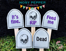 Load image into Gallery viewer, Tombstone Plant Marker Set of 5 designs (multi file included) machine embroidery design DIGITAL DOWNLOAD