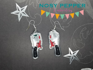 Cleaver ITH Earrings machine embroidery design DIGITAL DOWNLOAD