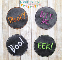 Load image into Gallery viewer, Halloween Coaster Set of 4 designs machine embroidery design DIGITAL DOWNLOAD