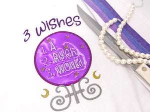 3 Wishes applique (4 sizes included) machine embroidery design DIGITAL DOWNLOAD
