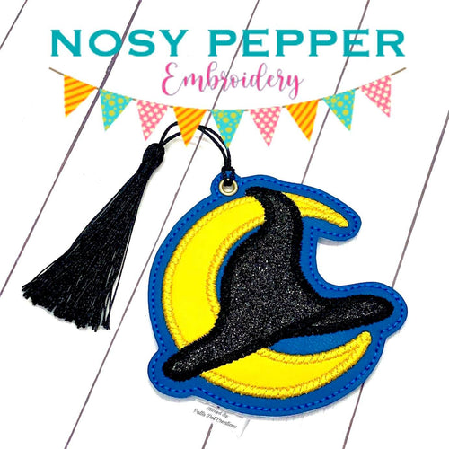 Moon witch applique bookmark/ornament machine embroidery design DIGITAL DOWNLOAD