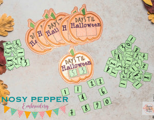 Halloween pumpkin applique Advent countdown(4x4 & 5x7 hoop sizes) machine embroidery design DIGITAL DOWNLOAD