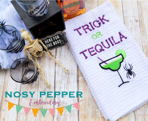 Trick or tequila applique (4 sizes included) machine embroidery design DIGITAL DOWNLOAD