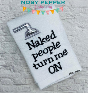 Naked people turn me on applique (4 sizes included) machine embroidery design DIGITAL DOWNLOAD
