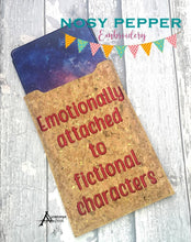 Load image into Gallery viewer, Emotionally attached to fictional characters Tablet Sleeve (7 sizes included) machine embroidery design DIGITAL DOWNLOAD