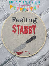 Load image into Gallery viewer, Feeling Stabby machine embroidery design (4 sizes included) DIGITAL DOWNLOAD