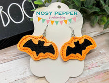 Load image into Gallery viewer, Bat Earrings ITH machine embroidery design DIGITAL DOWNLOAD