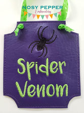 Load image into Gallery viewer, Spider Venom Wine tag machine embroidery design DIGITAL DOWNLOAD