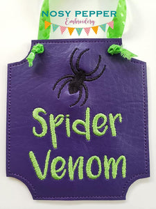 Spider Venom Wine tag machine embroidery design DIGITAL DOWNLOAD