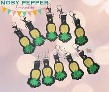 Load image into Gallery viewer, Upside down pineapple snap tab (single &amp; multi files included) machine embroidery design DIGITAL DOWNLOAD
