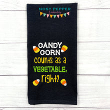 Load image into Gallery viewer, Candy corn counts as a vegetable, right? machine embroidery design (4 sizes included) DIGITAL DOWNLOAD