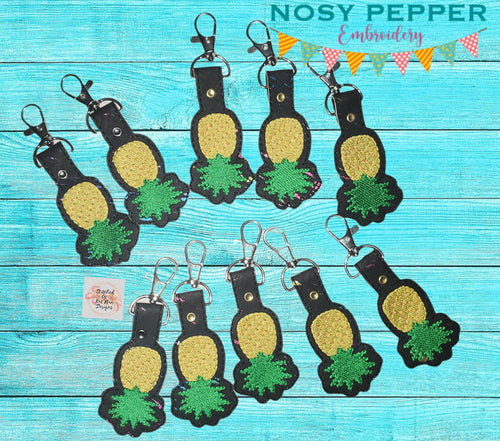 Upside down pineapple snap tab (single & multi files included) machine embroidery design DIGITAL DOWNLOAD