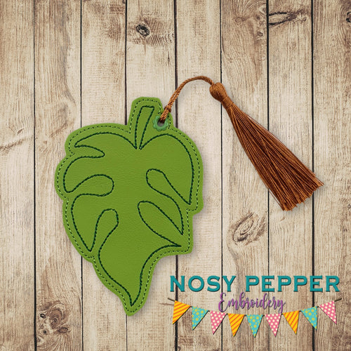 Monstera Leaf Bookmark 4x4 machine embroidery design DIGITAL DOWNLOAD
