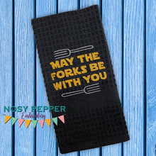 Load image into Gallery viewer, May the forks be with you machine embroidery design (4 sizes included) DIGITAL DOWNLOAD