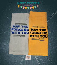 Load image into Gallery viewer, May the forks be with you machine embroidery design (4 sizes included) DIGITAL DOWNLOAD
