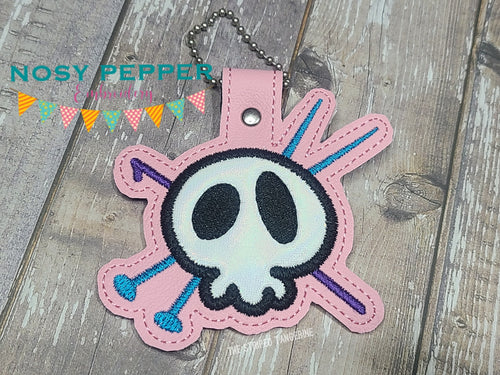 Skull Stitcher applique snap tab (single & multi files included) machine embroidery design DIGITAL DOWNLOAD