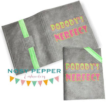 Load image into Gallery viewer, Pobody&#39;s nerfect sketchy notebook cover (2 sizes available) machine embroidery design DIGITAL DOWNLOAD