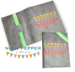 Pobody's nerfect sketchy notebook cover (2 sizes available) machine embroidery design DIGITAL DOWNLOAD