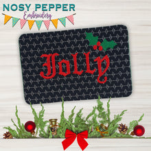 Load image into Gallery viewer, Jolly quilted ITH Mug Rug (4 sizes included) machine embroidery design DIGITAL DOWNLOAD
