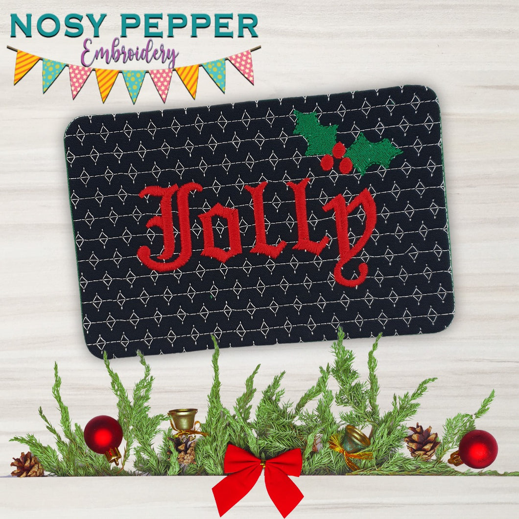 Jolly quilted ITH Mug Rug (4 sizes included) machine embroidery design DIGITAL DOWNLOAD