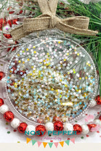 Load image into Gallery viewer, Clear Round Christmas Ornament 4x4 machine embroidery design DIGITAL DOWNLOAD