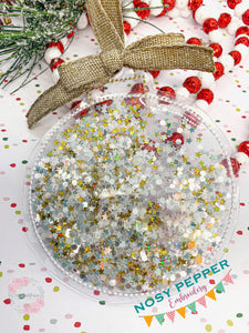 Clear Round Christmas Ornament 4x4 machine embroidery design DIGITAL DOWNLOAD
