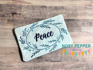 Peace ITH Mug Rug (4 sizes included) machine embroidery design DIGITAL DOWNLOAD
