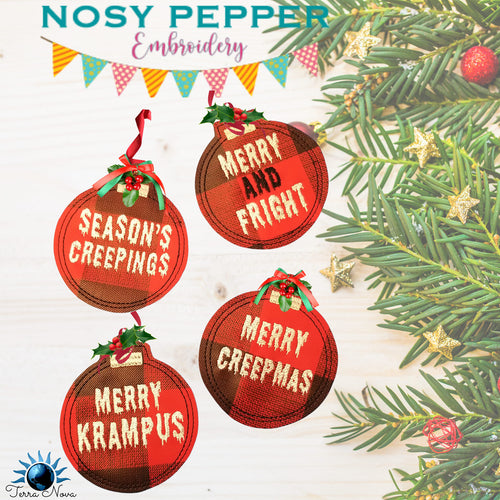 Spooky Christmas ornament set (4 designs included) machine embroidery design DIGITAL DOWNLOAD