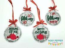 Load image into Gallery viewer, Mature Christmas ornament set of 4 designs (4x4 hoop) machine embroidery design DIGITAL DOWNLOAD