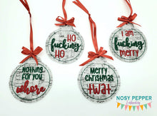 Load image into Gallery viewer, Mature Christmas ornament set of 4 designs (4x4 hoop) machine embroidery design DIGITAL DOWNLOAD
