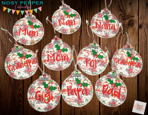 Family Ornament Set of 10 designs 4x4 machine embroidery design DIGITAL DOWNLOAD