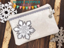 Load image into Gallery viewer, Snowflake applique ITH Bag (5 sizes available) machine embroidery design DIGITAL DOWNLOAD