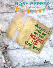 Load image into Gallery viewer, Reasons I will be on the naughty list notebook cover (2 sizes available) machine embroidery design DIGITAL DOWNLOAD