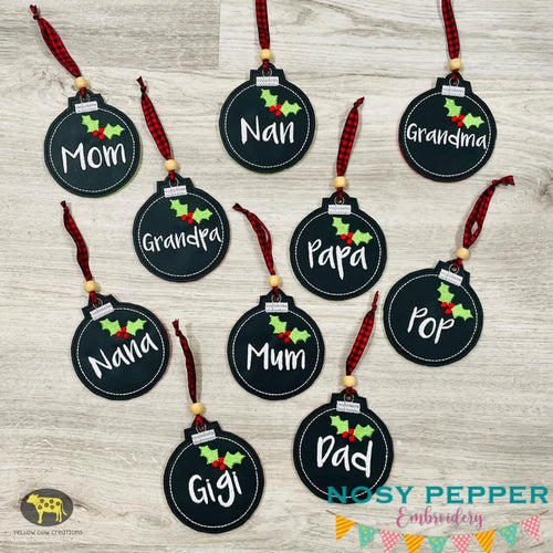 Family Ornament Set of 10 designs 4x4 machine embroidery design DIGITAL DOWNLOAD