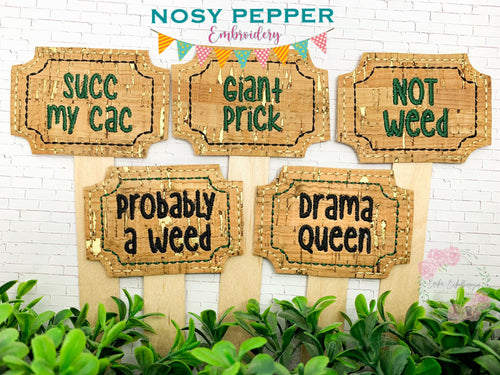 Snarky Plant Markers set E (set of 5 designs) machine embroidery design DIGITAL DOWNLOAD