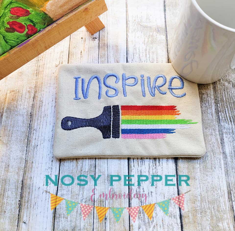 Inspire Mug rug (4 sizes included) machine embroidery design DIGITAL DOWNLOAD