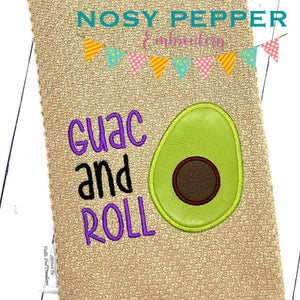 Guac and roll applique machine embroidery design (4 sizes included) DIGITAL DOWNLOAD