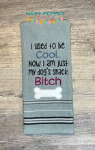 Load image into Gallery viewer, I used to be cool now I am my dog&#39;s snack b*tch applique machine embroidery design (4 sizes included) DIGITAL DOWNLOAD