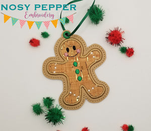 Gingerbread applique ornament set of 2 designs 4x4 machine embroidery design DIGITAL DOWNLOAD
