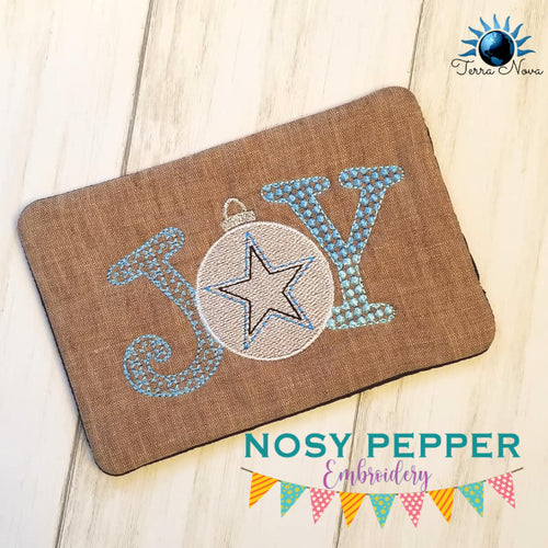 Joy ITH Mug Rug (4 sizes included) machine embroidery design DIGITAL DOWNLOAD