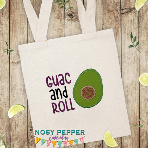 Guac and roll applique machine embroidery design (4 sizes included) DIGITAL DOWNLOAD