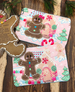 Gingerbread ITH mug rug set of 2 designs (4 sizes included) machine embroidery design DIGITAL DOWNLOAD
