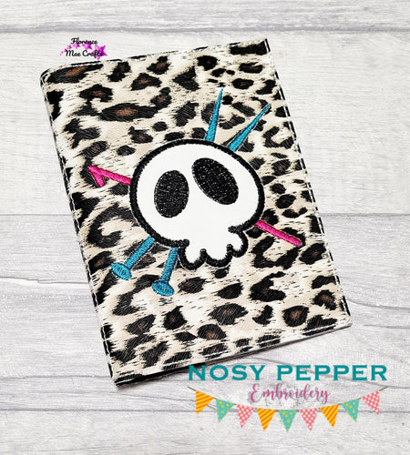 Skull stitcher applique notebook cover (2 sizes available) machine embroidery design DIGITAL DOWNLOAD