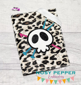 Skull stitcher applique notebook cover (2 sizes available) machine embroidery design DIGITAL DOWNLOAD